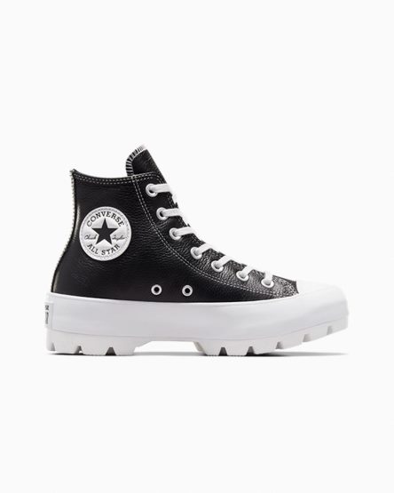 Women's Converse Chuck Taylor All Star Lugged Leather High Top Shoes Black / White | AU 1C438S